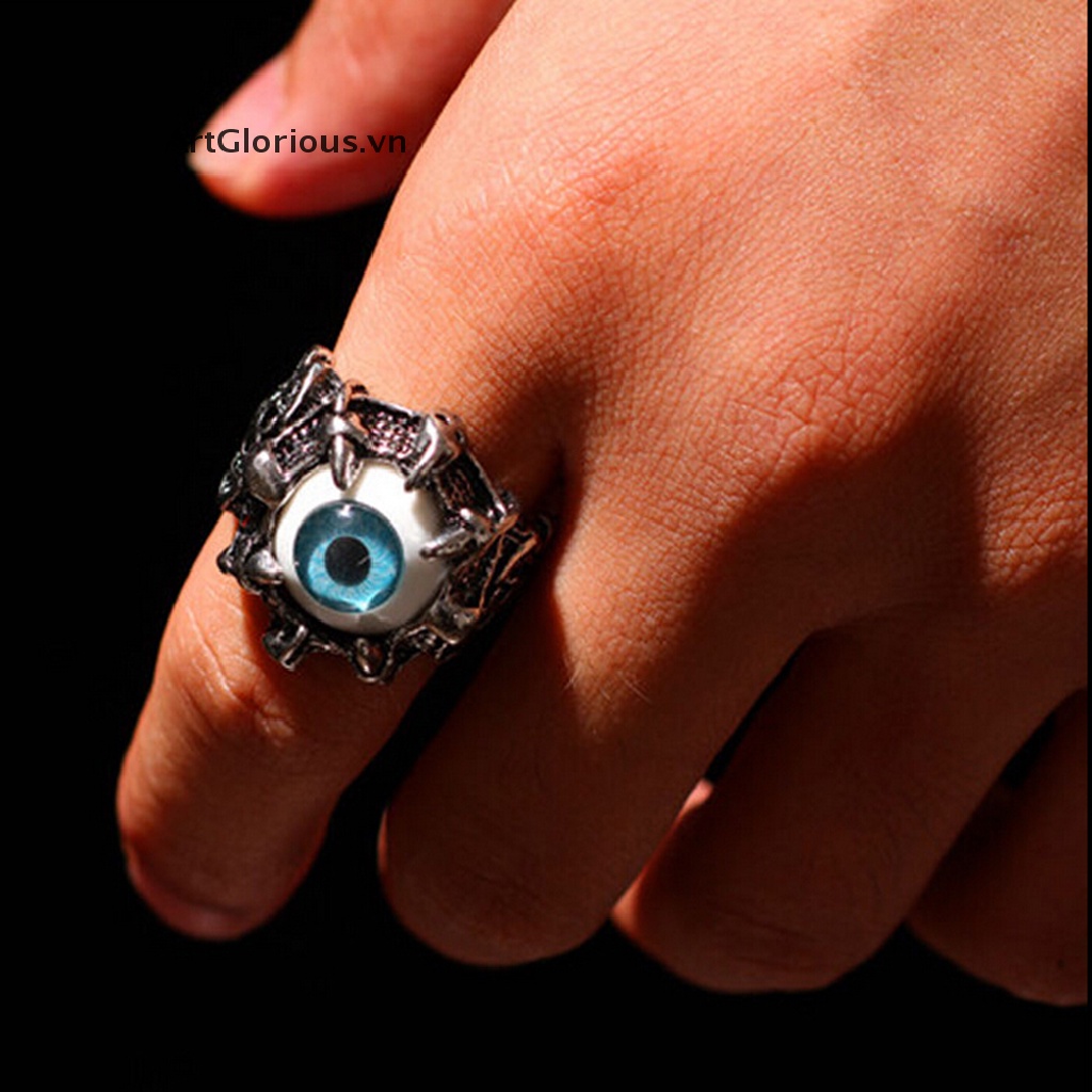 1 Nhẫn Hình Mắt Rồng / Đầu Lâu Bằng Thép Không Gỉ Phong Cách Gothic Cho Nam