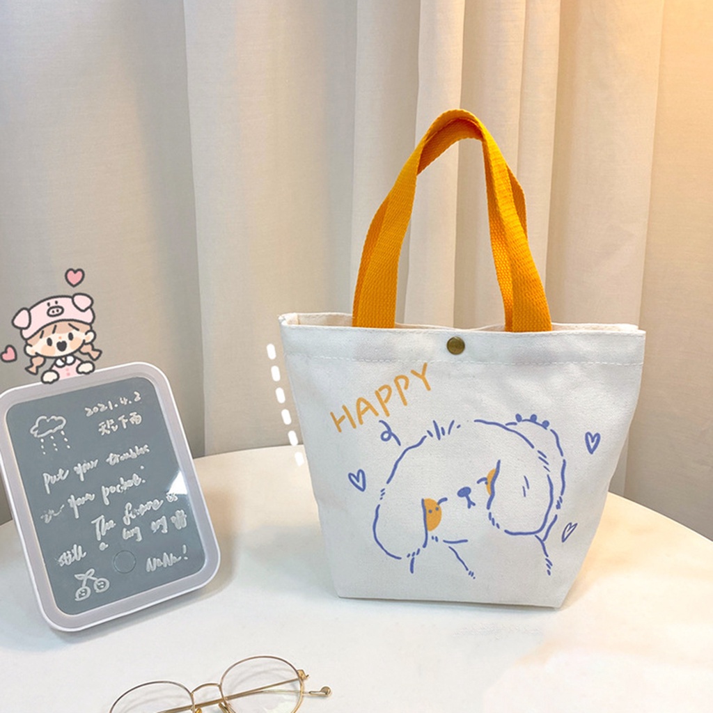 Túi vải In Họa Tiết Hoạt Hình Dễ Thương Phong Cách Hàn Quốc Cho Nữ