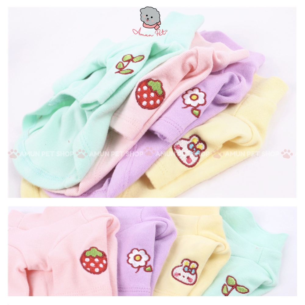 Áo Thun Cho Chó Mèo Màu Pastel Hoạ Tiết Dễ Thương Mẫu Quần Áo Cho Thú Cưng Thời Trang Giá Rẻ Mùa Thu Đông Amun Pet