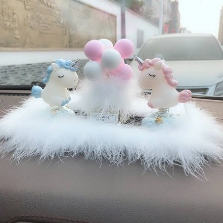 Bộ kỳ lân lò xo nhún nhảy đáng yêu trang trí bảng điều khiển xe hơi