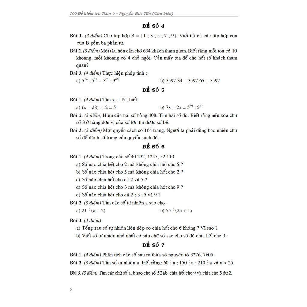 Sách - 100 Đề Kiểm Tra Toán Lớp 6 | BigBuy360 - bigbuy360.vn