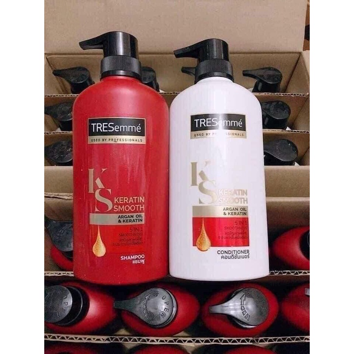 [Nội Địa Thái] Dầu gội đầu Tresemme KERATIN SMOOTH màu đỏ cặp dầu gội xả thái lan 450ml, 5 trong 1 suôn mượt