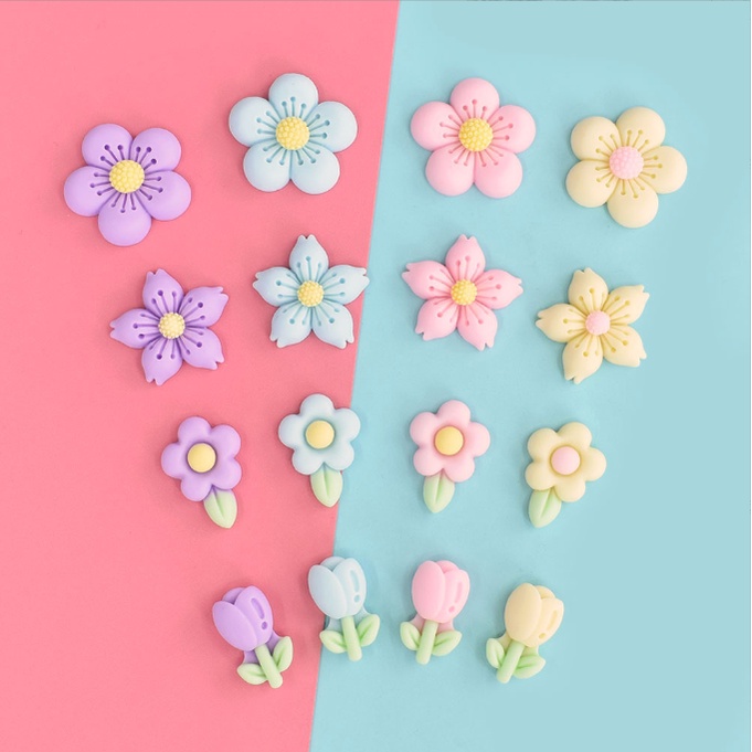 Charm hoa mận, hoa đào, tigon, sakura trang trí kẹp tóc, dán Jibbitz, vỏ ốp điện thoại, DIY