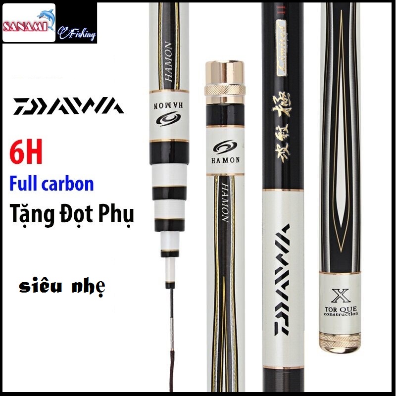 Cần Câu Tay Carbon Chính Hãng Daiwa Hamon 6H Cao Cấp  Siêu Nhẹ-Cực Đẹp,Siêu Nhẹ,Giá Tốt,Đủ Size 3m6 4m5 5m4 6m3