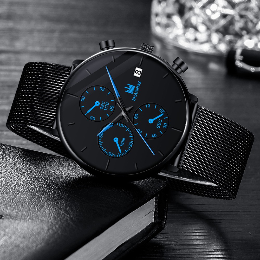 Đồng Hồ Nam SHAARMS SA6123 Đăng cấp doanh nhân lịch ngày sang trọng dây thép mành thời trang | BigBuy360 - bigbuy360.vn