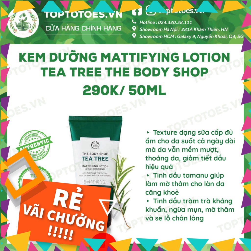 SỐC THẬT SỰ Kem dưỡng The Body Shop Tea Tree Mattifying Lotion kiềm dầu, ngừa mụn SỐC THẬT SỰ