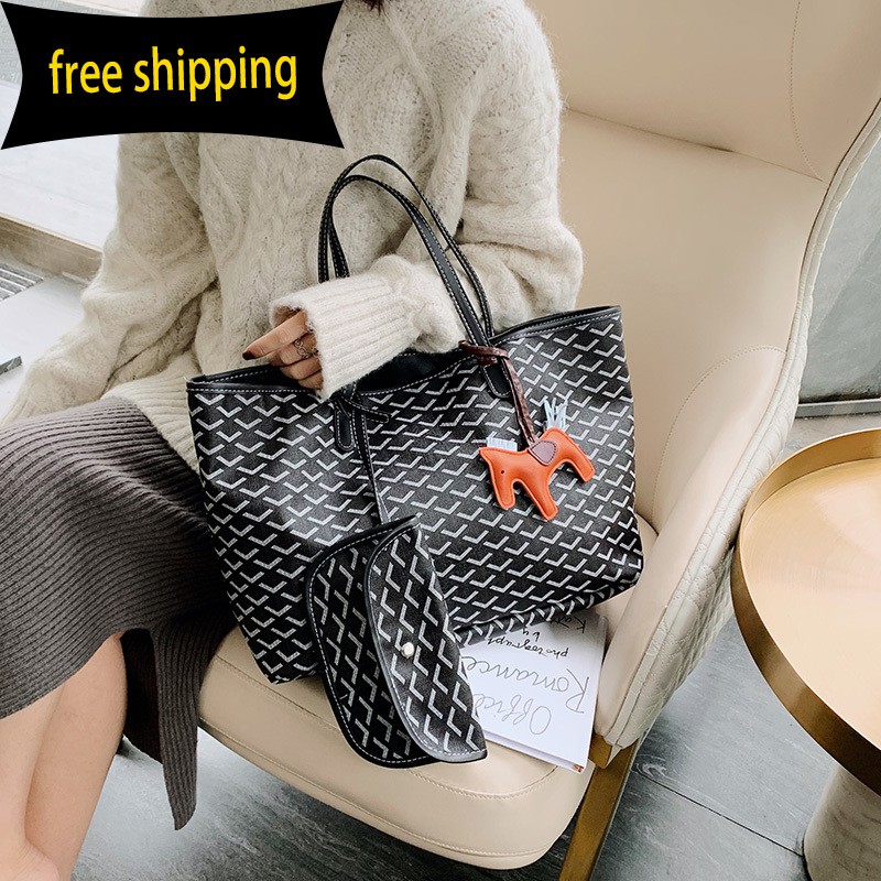 WOMEN'S bag 2019 new all-match Korean Dongdaemun dog tooth bag large capacity shopping bag shoulder portable bag