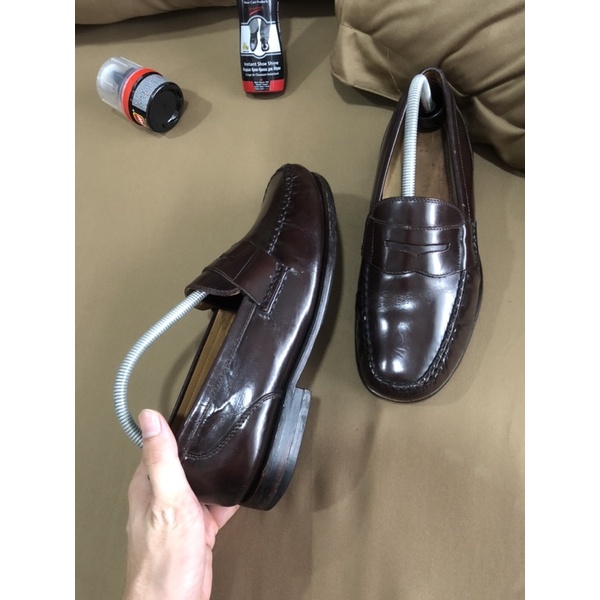 [Giày 2hand] [Size 42] [TonaShoe] Giày Penny Loafer Thương Hiệu Rockport Đế Gỗ Form Cứng Cáp Màu Đỏ Mận