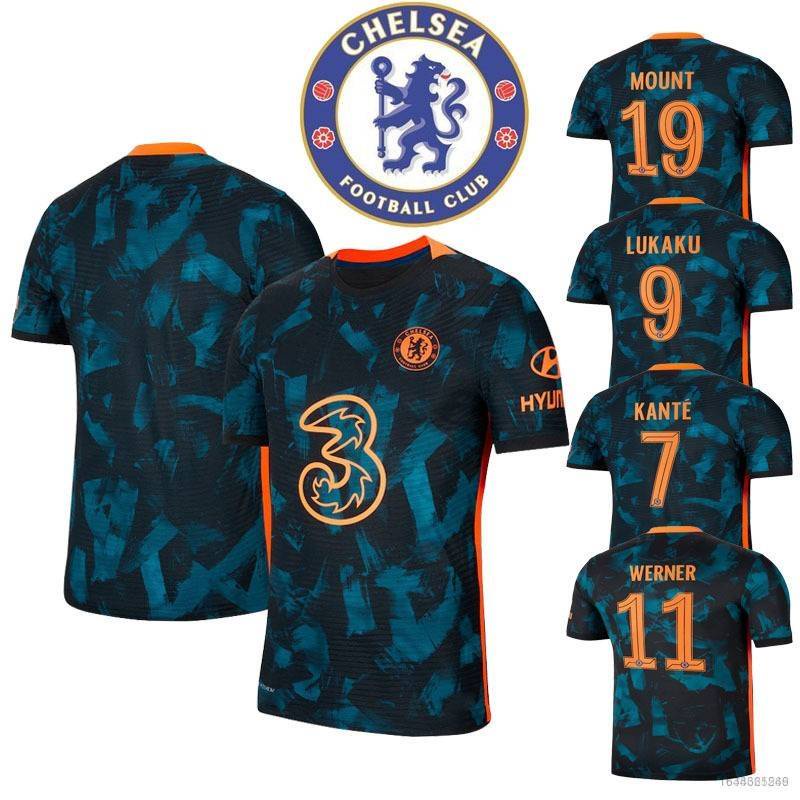 Yb2 2021-22 Chelsea Fc. Áo Thun Bóng Đá Sân Khách Jersey Kante Lukaku Mount Dáng Rộng Thể Thao Plus