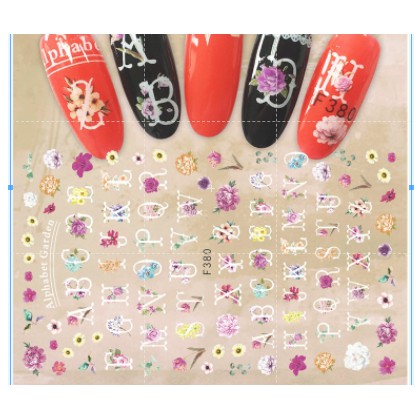 Sticker Nail Hình Chữ Dán Móng Tay Họa Tiết Mới Đẹp