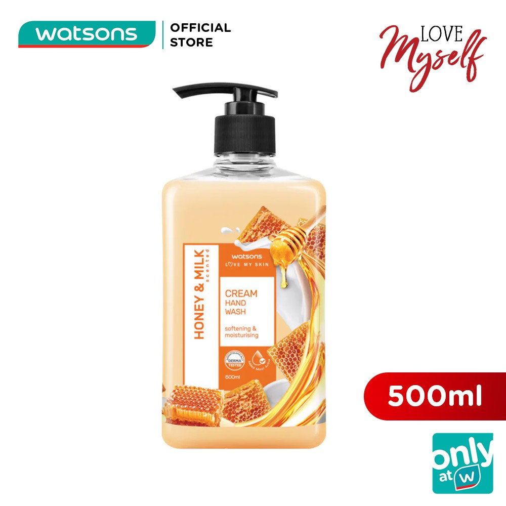 Kem Rửa Tay Watsons Love My Skin Honey & Milk Scented Cream Hand Soap Chiết Xuất Mật Ong & Sữa 500ml | BigBuy360 - bigbuy360.vn
