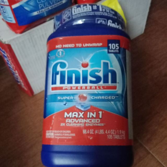 Hộp 125 viên rửa chén Finish max in1 cao cấp dùng cho máy