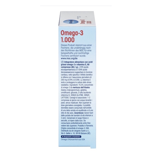 Omega-3 1000mg dầu cá Mivolis bổ sung axit béo Omega-3 & vitamin E, hộp 60 viên