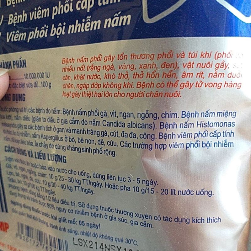 Com bo 5 gói nấm phổi nấm diều 10g cho gà đá, gà chọi chim ho vươn cổ thở, ngáp thú y, vịt ngan