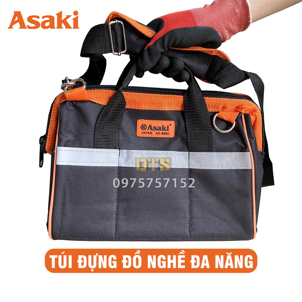 Túi đựng đồ nghề kỹ thuật Asaki, túi đựng dụng cụ sửa chữa đế cao su chống thấm nước, chịu lực, chống rách, túi đồ nghề