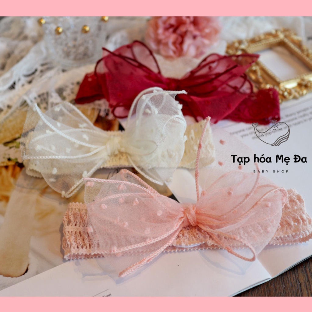 Turban/băng đô cài tóc vải voan lụa cao cấp Hàn Quốc phong cách công chúa cho bé
