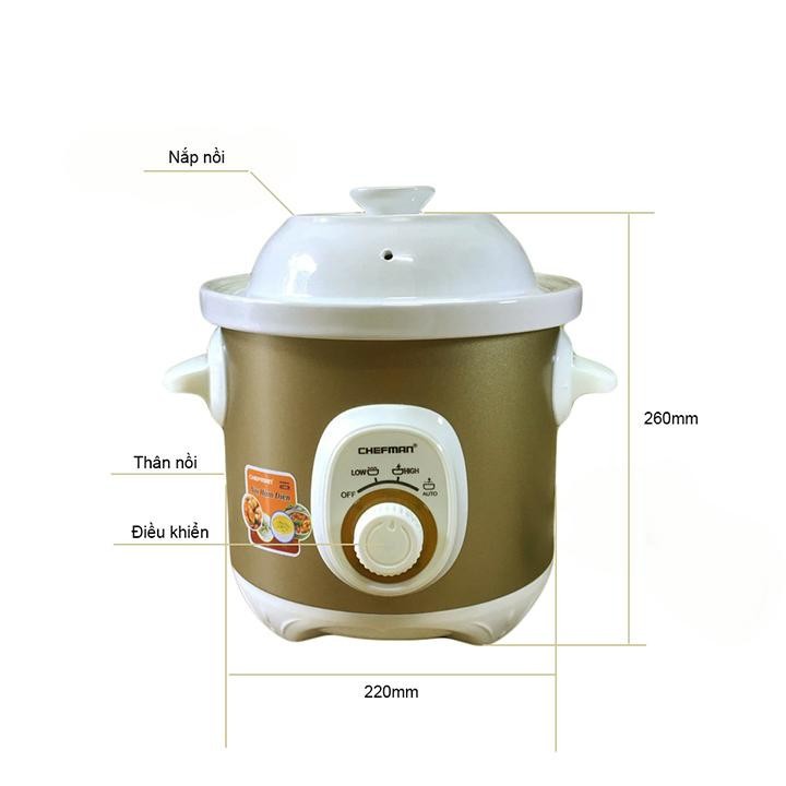 Nồi Hầm Điện, Kho Cá Chefman CM-520 - Nồi Hầm Cháo Đa Năng