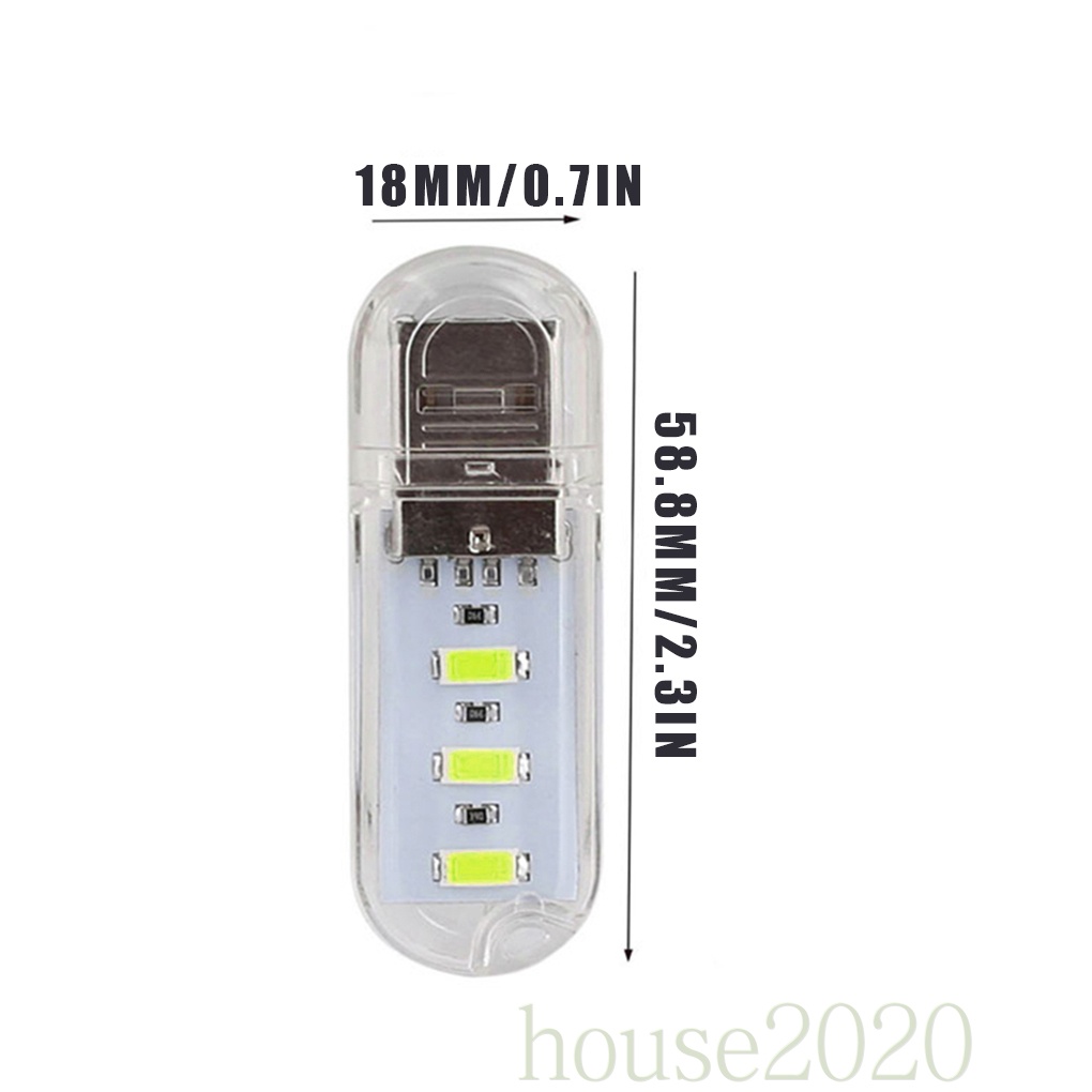 Đèn ngủ led usb 3000k 7000k 3 bóng thiết kế nhỏ gọn tiện dụng 2020