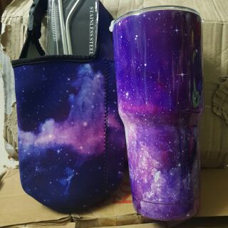 Ly giữ nhiệt galaxy 900ml có túi+ 2 ống hút + cọ rửa