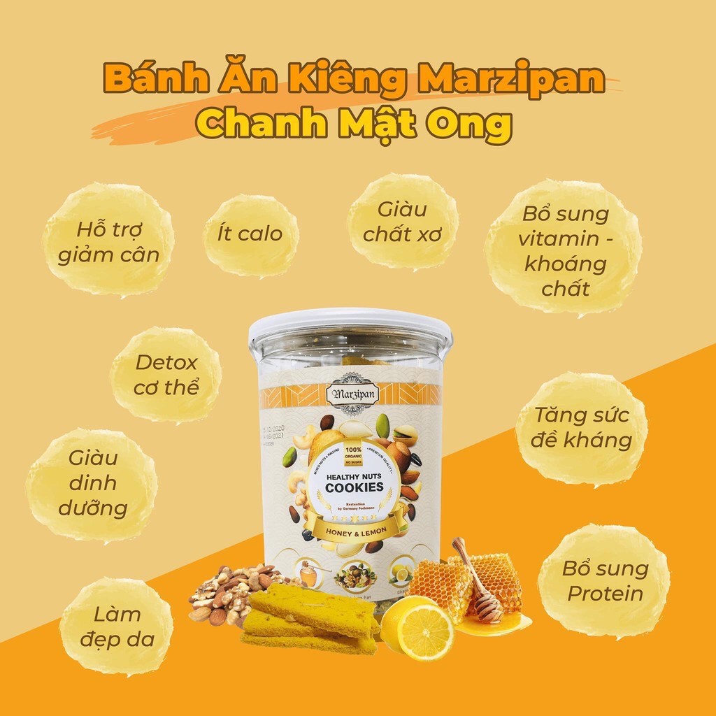 Bánh dinh dưỡng ăn kiêng mứt chanh mật ong không đường Mazipan Tăng sức đề kháng dùng ăn kiêng ăn chay eat clean tập gym