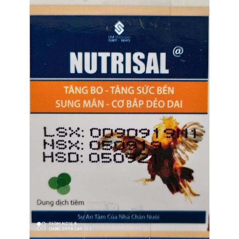 1 HỘP NUTRISAL (10 LỌ X 10ML) NUÔI TĂNG BO GÀ ĐÁ