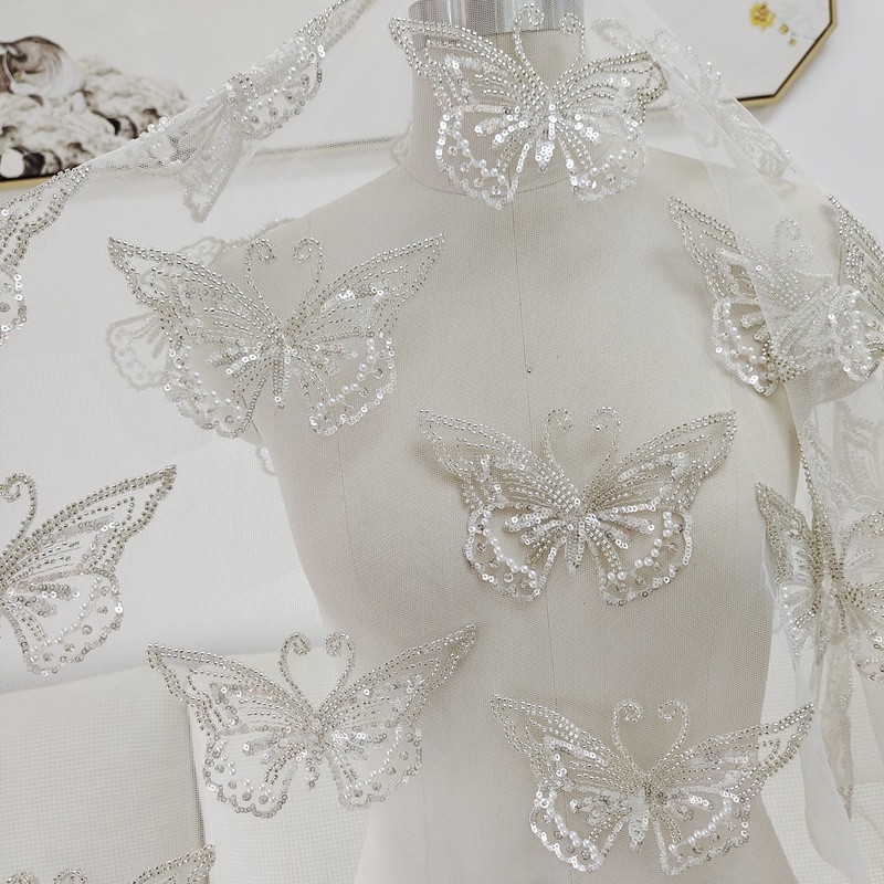 1 Miếng Dán Patch Hình Con Bướm Có Đính Hạt Cườm