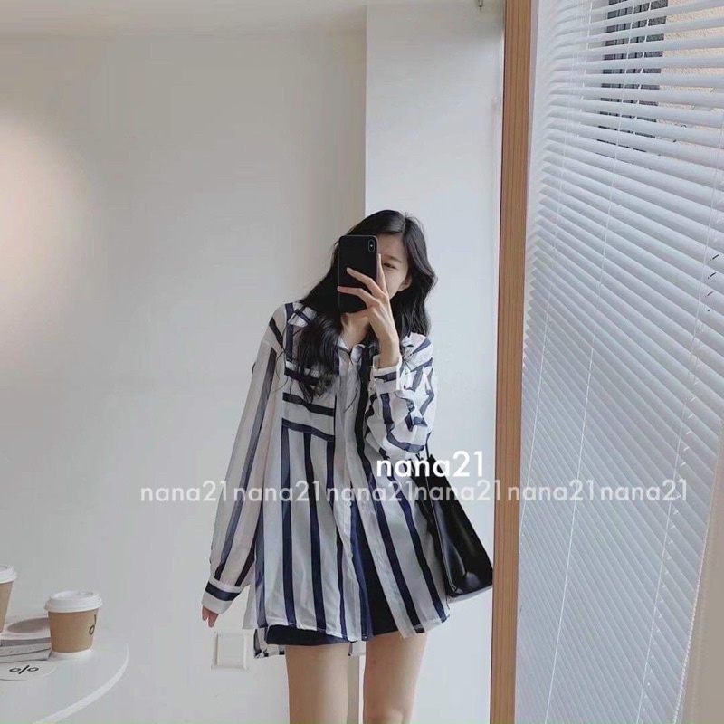 Sơ mi kẻ mỏng form rộng