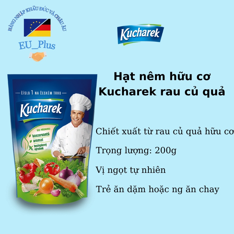 Hạt nêm hữu cơ Kucharek 100% từ rau củ cho bé ăn dặm, người ăn kiêng ăn chay gói 200g