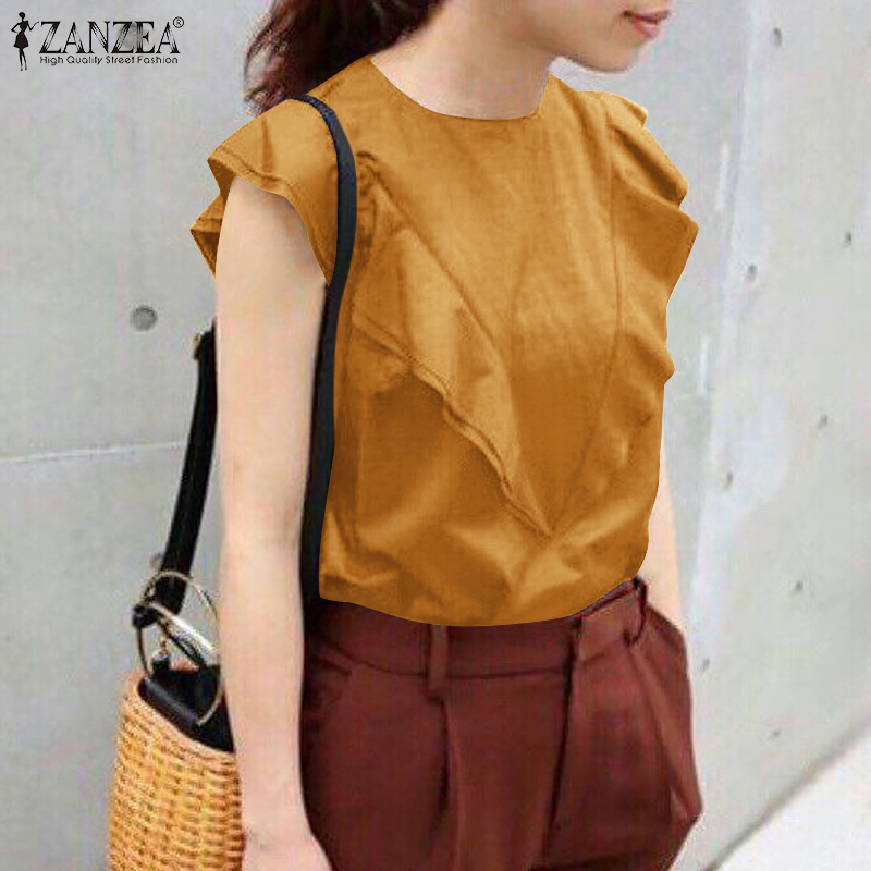 Áo ZANZEA không tay cổ tròn thời trang quyến rũ cho nữ