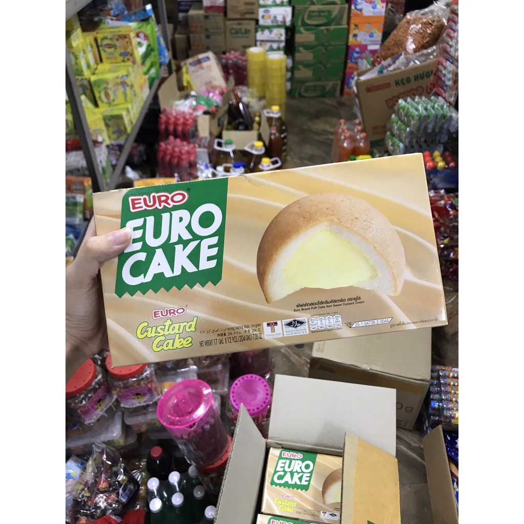(ẢNH THẬT NHÀ CHỤP) Bánh chứng Euro Custard Cake Thái Lan hộp 12 cái