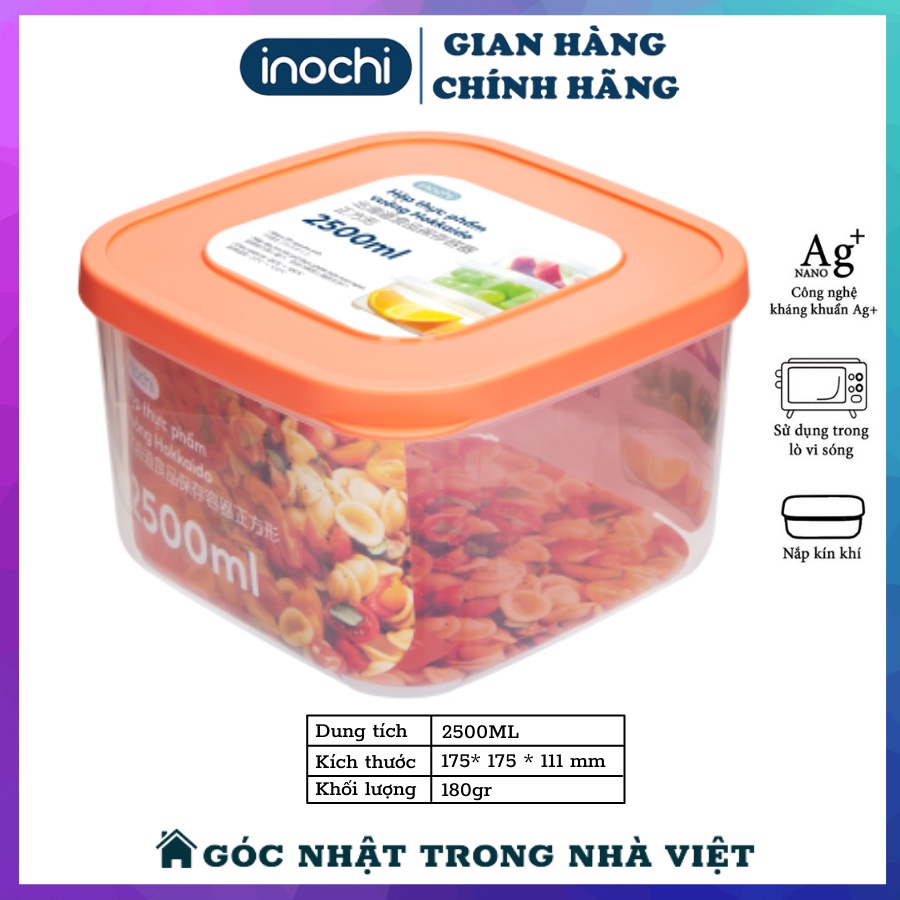 Hộp Đựng Thực Phẩm INOCHI Nhựa HÌNH VUÔNG - Hộp Bảo Quản Thực Phẩm INOCHI Cao Cấp An Toàn Trong Lò Vi Sóng 6 Size