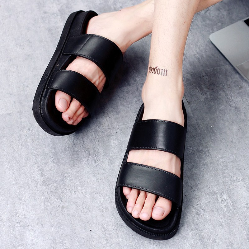 Dép lê nữ quai ngang ulzzang siêu hot, Sandal nam nữ 2 quai - DG2 - đen