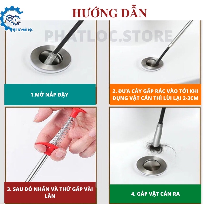 Cây Gắp Rác Thông Cống inox Siêu Tiện Lợi 60cm, 90cm, 160cm, 2m, 3m