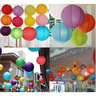Đèn lồng vải lụa không tua 20/25/30cm nhiều màu trang trí ngoài trời