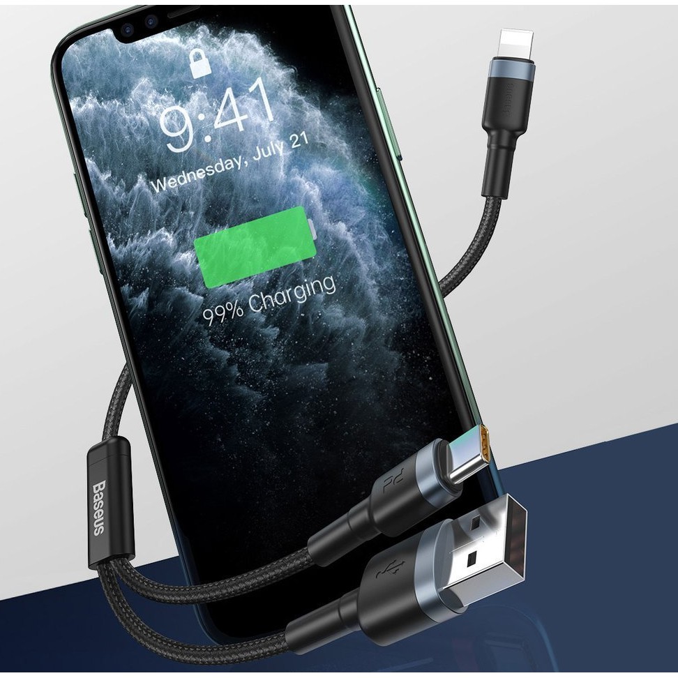 Dây Cáp 2 in 1 BASEUS chân TypeC và cho IPvà type C Baseus cafule USB+Type-C PD Cable 1.2m