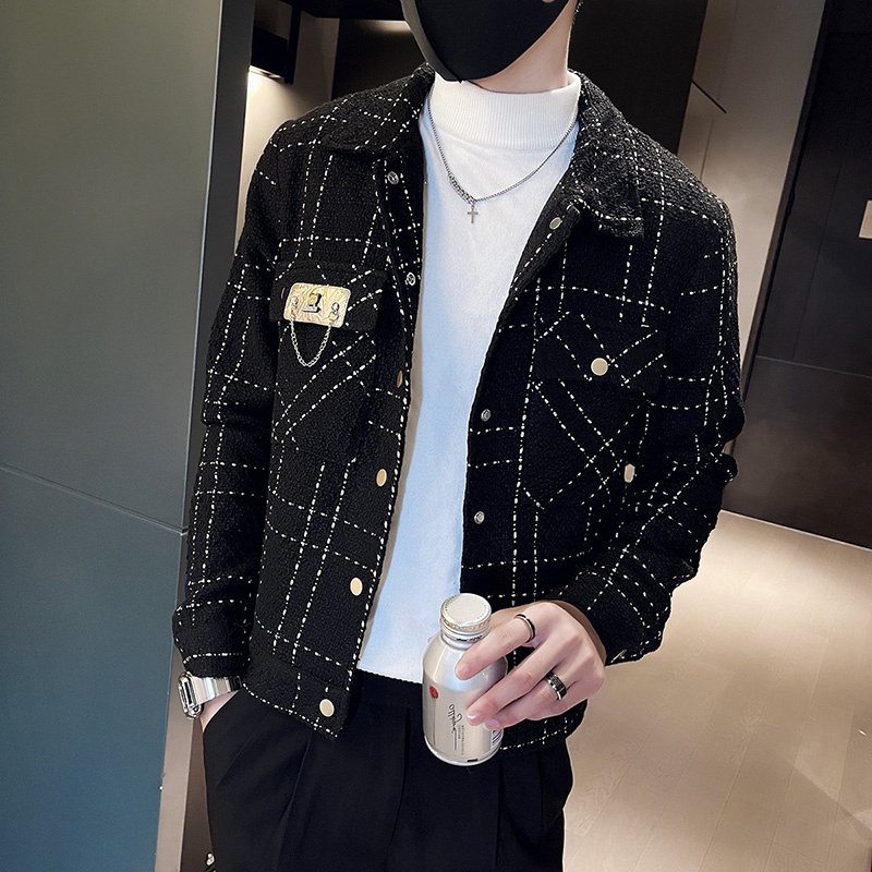 Áo khoác nam đẹp họa tiết kẻ sọc màu đen và trắng