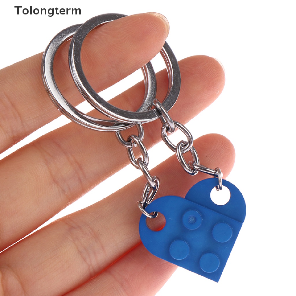 Set 2 móc khóa thiết kế mặt kiểu mảnh ghép trái tim đáng yêu làm quà tặng sinh nhật dành cho cặp đôi