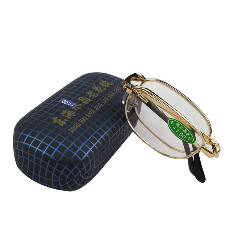 1 Kính Đọc Sách Gọng Kim Loại Gấp Được Mini + 1 00 Đến + 4 Kính