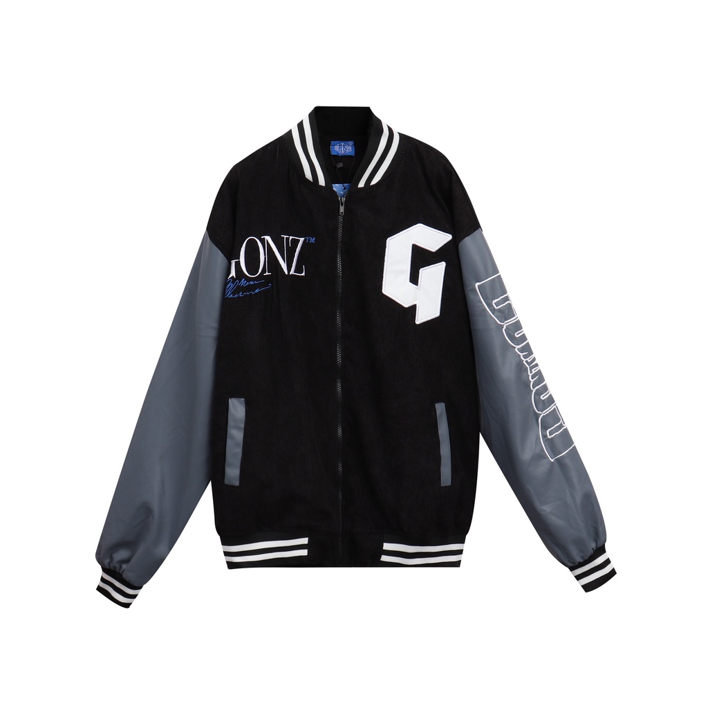 Áo Khoác Nhung Tăm Form Rộng Phối Tay Da Leather Seeve Jacket Varsity V18