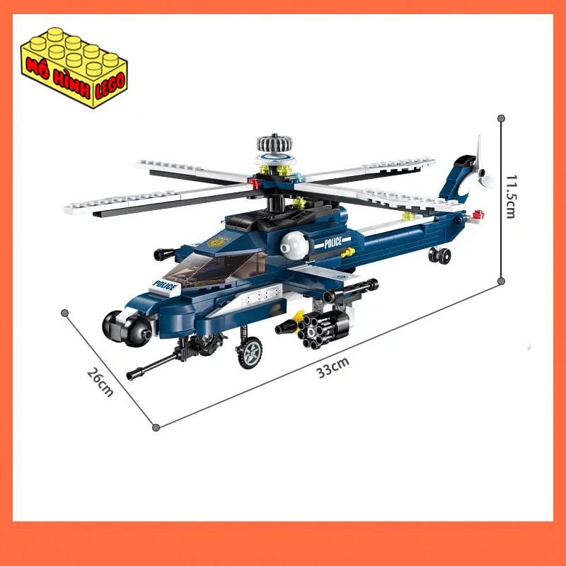 Đồ chơi xếp hình lego giá rẻ 8 trong 1 Enlighten/Qman 1801 mô hình máy bay chiến trực thăng chiến đấu cảnh sát