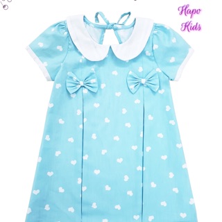 Váy / đầm xuông xanh ngọc pastel đính nơ ngực tim trắng (1-5 tuổi)