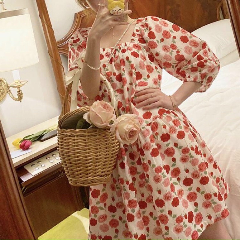 Đầm baby doll hoa hồng tuổi trẻ