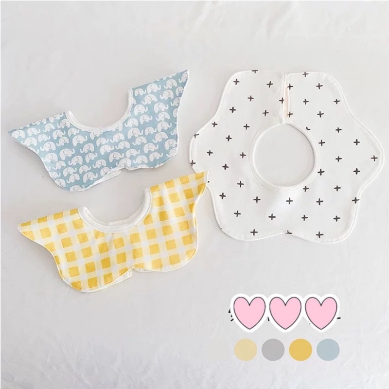 Set 3 yếm tròn xoay 360 độ 100% cotton siêu chống thấm (Mẫu Thu Đông)