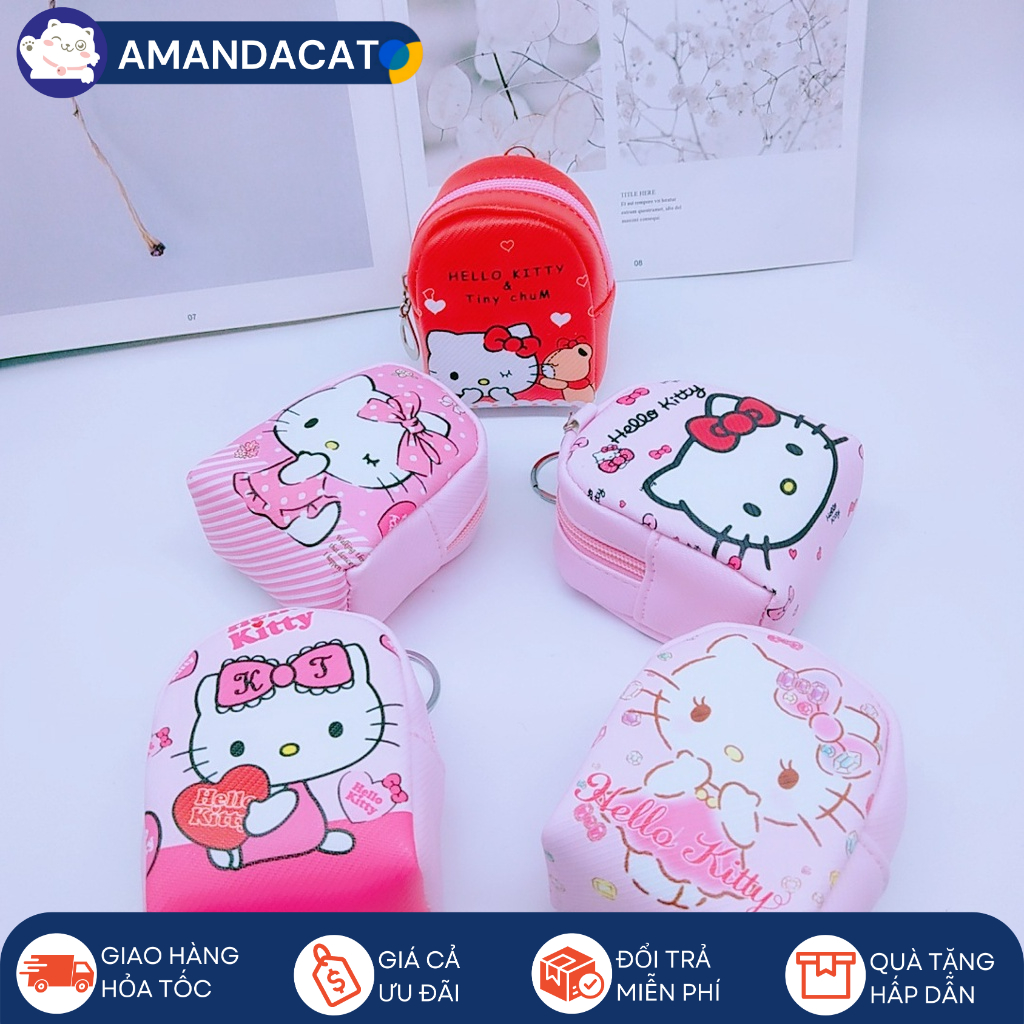 [Hàng sẵn] Móc khóa/Ví cầm tay mini đựng xu cho trẻ em hình Hello Kitty