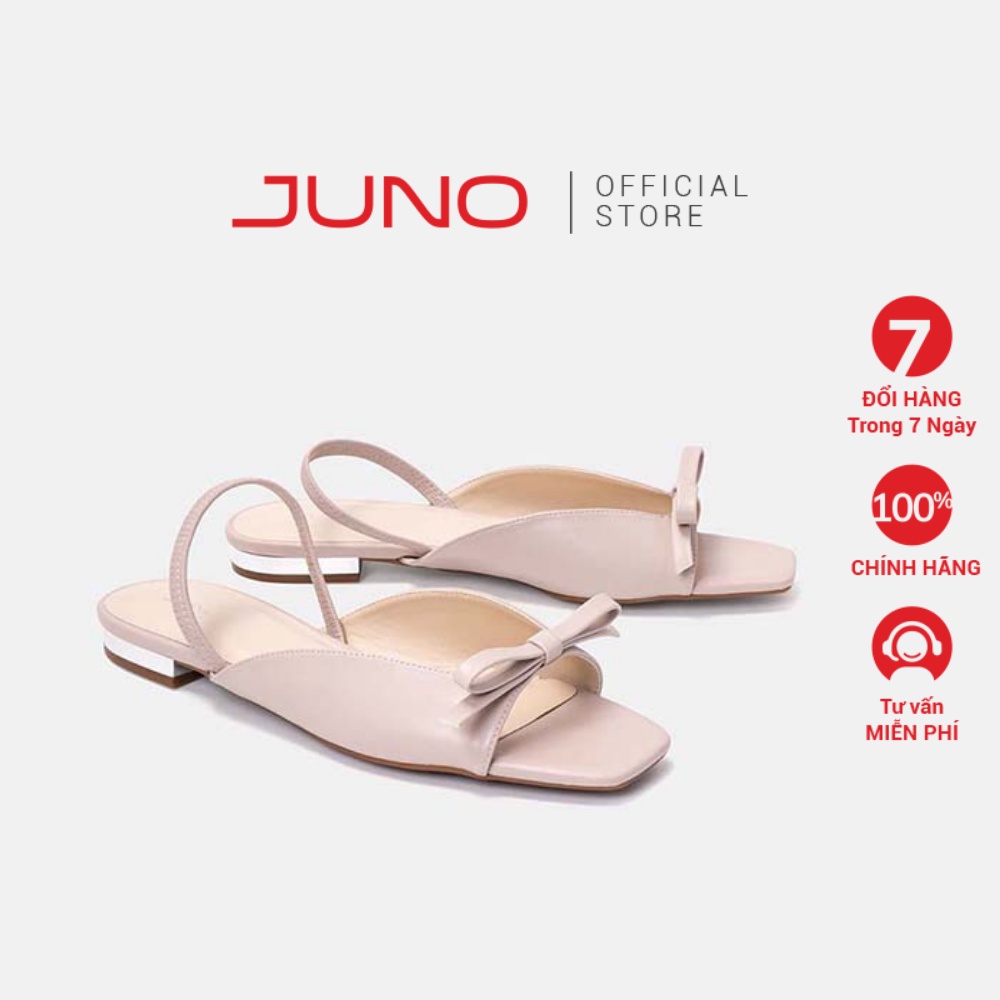 JUNO - Giày Sandal Bệt Mũi Vuông Đính Nơ - SD03050