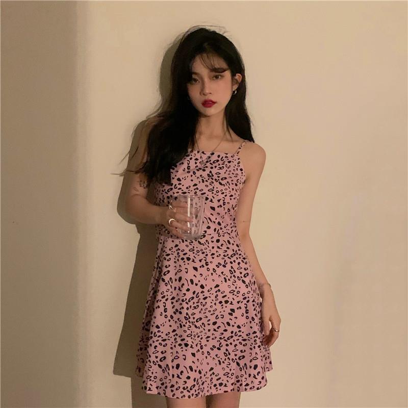 Đầm hai dây họa tiết da báo thời trang mùa hè cho nữ DS008