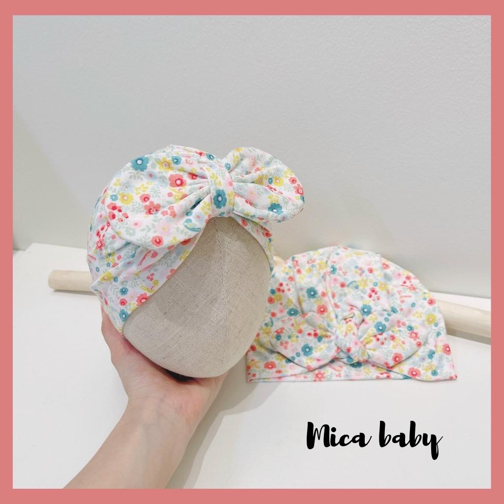 Mũ turban chất cotton họa tiết hoa nhí sắc màu dễ thương cho bé gái MTB169 Mica Baby