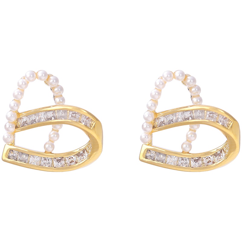 Bông tai mạ vàng 18K JIUDUOLAN đính ngọc trai hình trái tim sang trọng phong cách Hàn Quốc