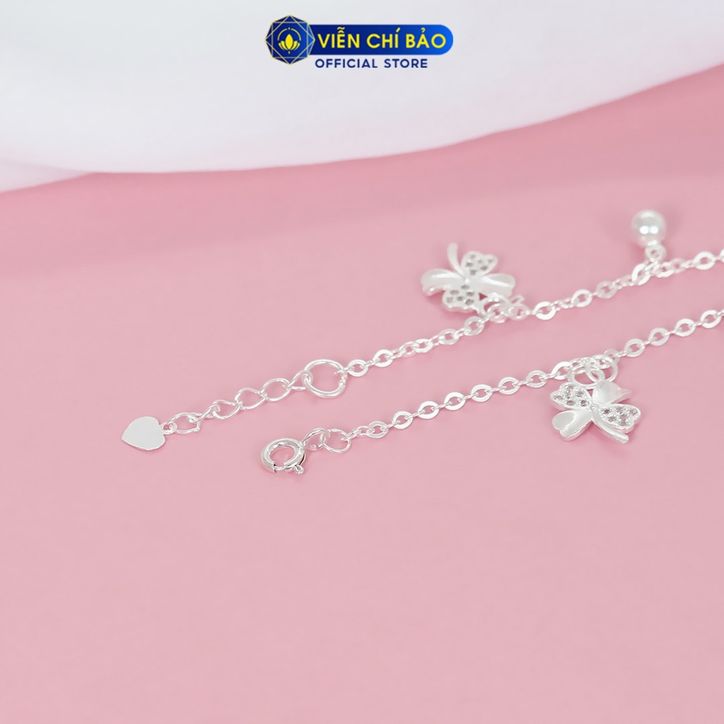 Lắc tay bạc nữ hình cỏ 4 lá chất liệu bạc 925 thời trang phụ kiện trang sức nữ thương hiệu Viễn Chí Bảo L400094