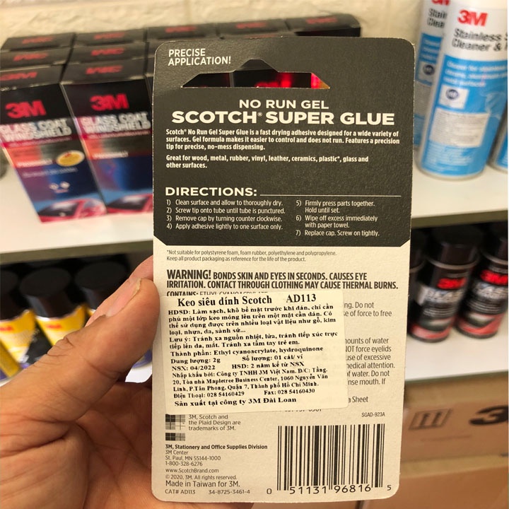 Keo đa năng siêu dính dán giày dép , gỗ , kim loại 3M scotch super glue AD113 Chính Hàng Tại Hà Nội